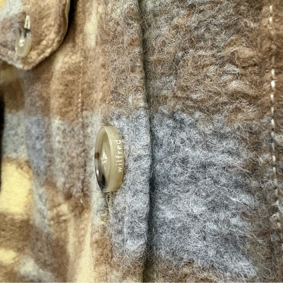 Wilfred Free Ganna Cropped Jacket Aritzia Plaid Wool Shacket Beige Camel Small - Picture 10 of 13